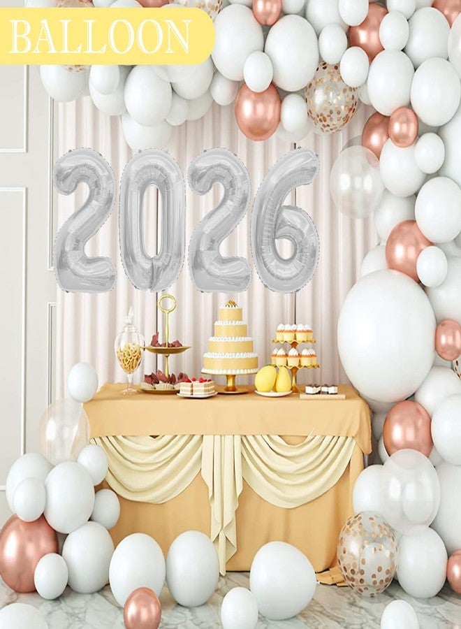 QWZify New Years Decorations Balloons 2026 Graduation Balloons 2026 Balloon Number 40 Inch 2026 Number Balloon Silver Graduation Decoration Class Of 2026 Decorations Grad Graduation Party Supplies - Image 3